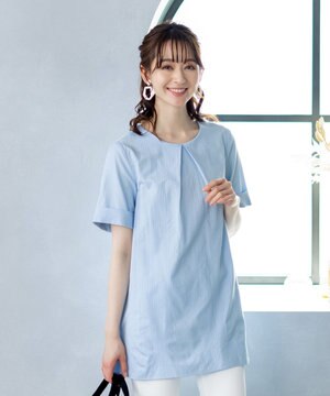  【洗える】体型カバーも叶う幅広カフスチュニックブラウス