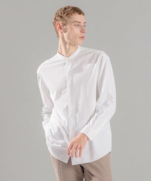  ハイゲージコットンジャージー 　バンドカラーシャツ