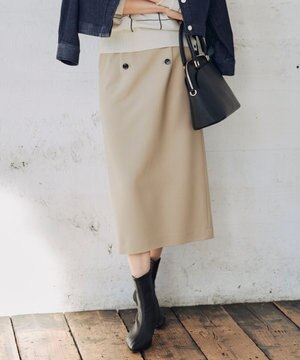  【洗える】オックスストレッチストレート スカート