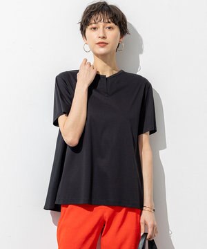  【汗じみ防止/洗える】スムースデザイン バックフレア カットソー