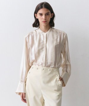  HAUYNITE / シアーストライプバンドカラーブラウス