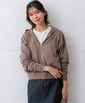  【洗える】オータムシャイニー ニットパーカー