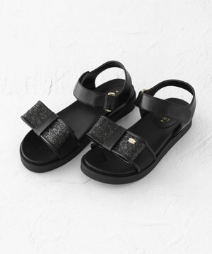  GLITTER RIBBON FLAT SANDALS サンダル