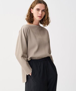 プリーツリブ ドルマンスリーブトップス