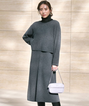 【洗える】レイヤードニットツイン ワンピース