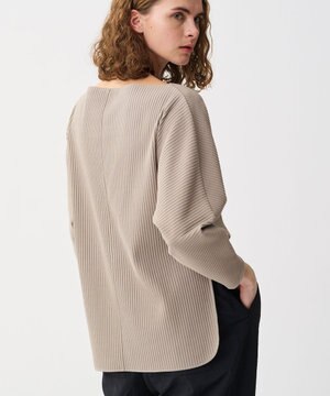 プリーツリブ ドルマンスリーブトップス