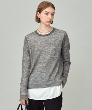 【洗える】 シルキーシアーモヘヤ ニットプルオーバー