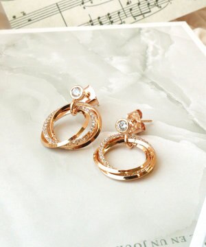  【金属アレルギー対応】　ストーンフープバインドピアス