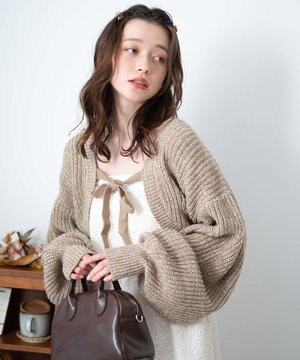  リボンニットボレロ