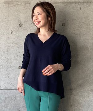 【抗菌防臭】スタイルアップニット Vネック