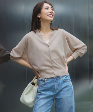 【洗える】シャイニーシアー ドルマンスリーブ カーディガン