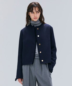  【Oggi 10月号掲載】MULLIN / ウールツイードメタルボタンノーカラージャケット