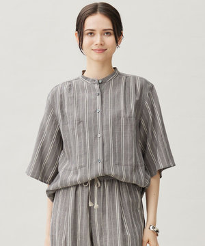 【カタログ掲載・セットアップ対応・洗える】リネンビスコースストライプ シャツ