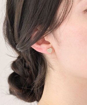  〈痛くないシリーズ/金属アレルギー対応〉ハートパヴェビジューライトフィットイヤリング