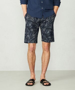  【イージーケア】リーフ柄 ライトウェーブハーフパンツ