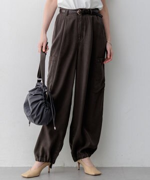  【SLOW/一部店舗限定】ガーメントツイル ワイドタック パンツ