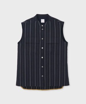  ストライプ ノースリーブシャツ