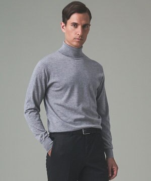  新色追加【洗える/チクチクしにくい/ピリングしにくい】イタリア糸 ハイゲージ タートルネックニット_WOOL100％