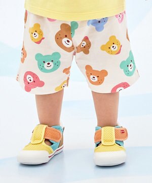  【80-120cm】カラフルビーンズ 総柄 5分丈パンツ