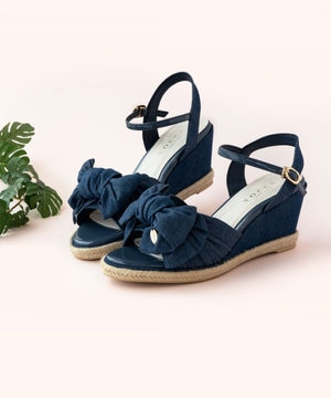 WRAP RIBBON WEDGE SANDALS サンダル