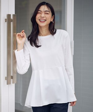  【WEB限定】サテンコンビペプラムカットソー