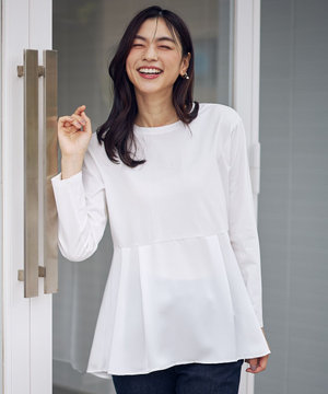 【WEB限定】サテンコンビペプラムカットソー