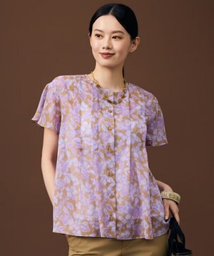  ハーバリウムフラワープリント ブラウス