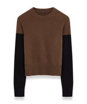  【洗える】ブラッシュドカシミヤ　ラウンドネックニット