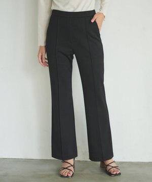  【洗える】美シルエットストレッチセミフレア パンツ