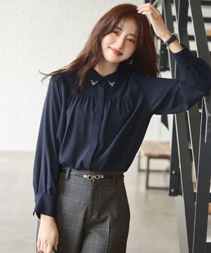 【洗える】ビジュー ブラウス