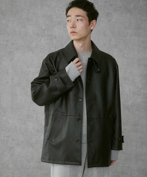  【ユニセックス着用ITEM】シンセティックレザーカーコート