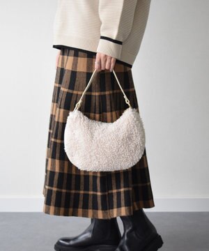  【ANDREA CARDONE ITALI】レザーハンドルボアホーボーバッグ