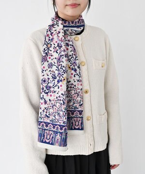 ＜オシャレに防寒＞【Marcaオリジナル 】小鳥さらさペルシャウールロング シルクウール ロングスカーフ