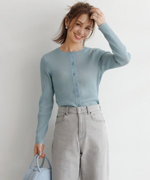  シアーリブ ニットカーディガン