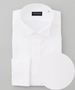  【WEAR BLACK】ウィングカラー比翼 ダブルカフス ドレスシャツ