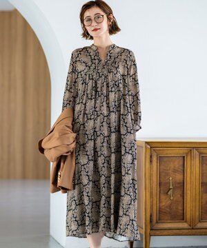  【洗える】Ratti ヴィンテージペイズリープリント ワンピース