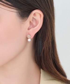  クリスタルペタルパールピアス