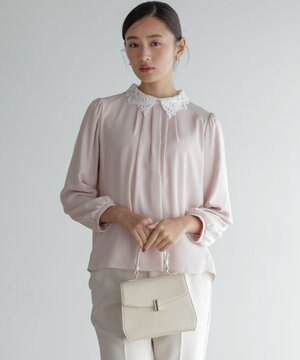  【WEB限定・2WAY】ジョーゼットシフォンレース襟 ブラウス