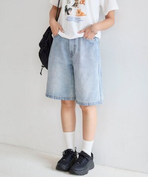  【SMサイズ展開】ヴィンテージウォッシュデニムハーフパンツ