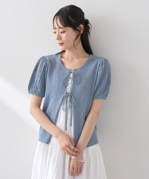 透かし編みフロントリボンカーディガン