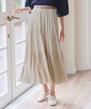  【洗える】ベロアプリーツスカート