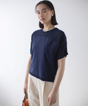  【WEB限定】メッシュ切り替えドルマン ニット