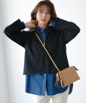 【Oggi掲載】シャイニーコットンテリー ハーフジップ スウェット