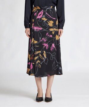  【洗える】Ink Floral スカート