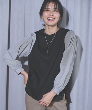  【洗濯機可】着映えるシャーリングトップス