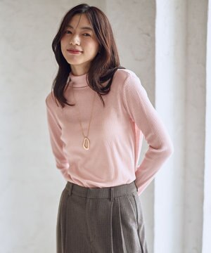 ウール混リブタートルネックカットソー