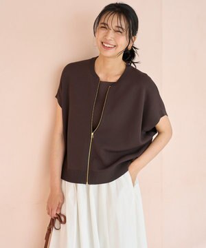 【接触冷感/UVカット】スゴ機能美ニット スリーブレスブルゾン