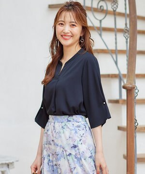  【洗える】カフリングポイント ブラウス