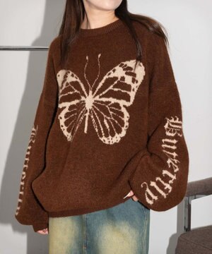  モチーフグラフィックフラッフィーニットプルオーバー