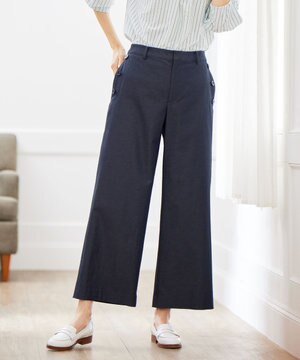  【洗える・吸水速乾】コットン麻シェルドライ ワイド パンツ